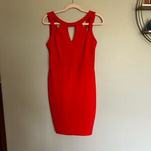 Bright red orange dress